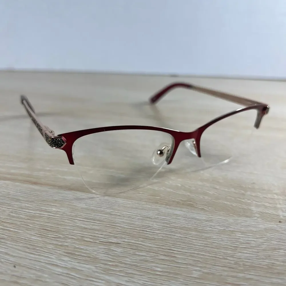 Ann Taylor Luxury Petite ATP012 C02 Half Rim Eyeglasses Red Frame Only 50-16-130